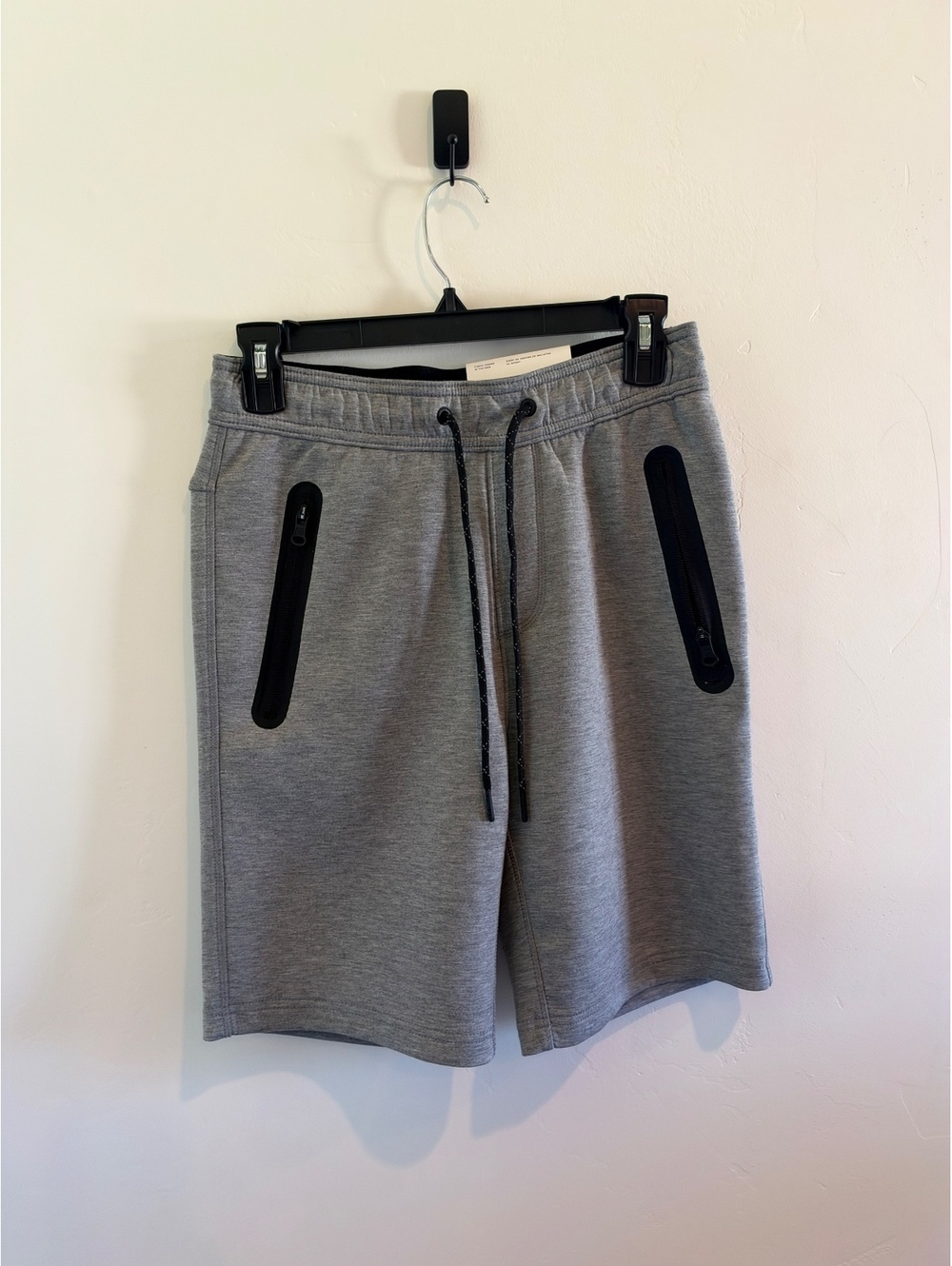 AE Fleece Jogger Shorts Gray Black Zip Pockets Size XS